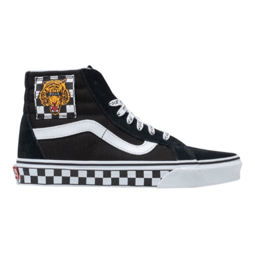 Vans SK8 Reissue Tiger Check high tops.